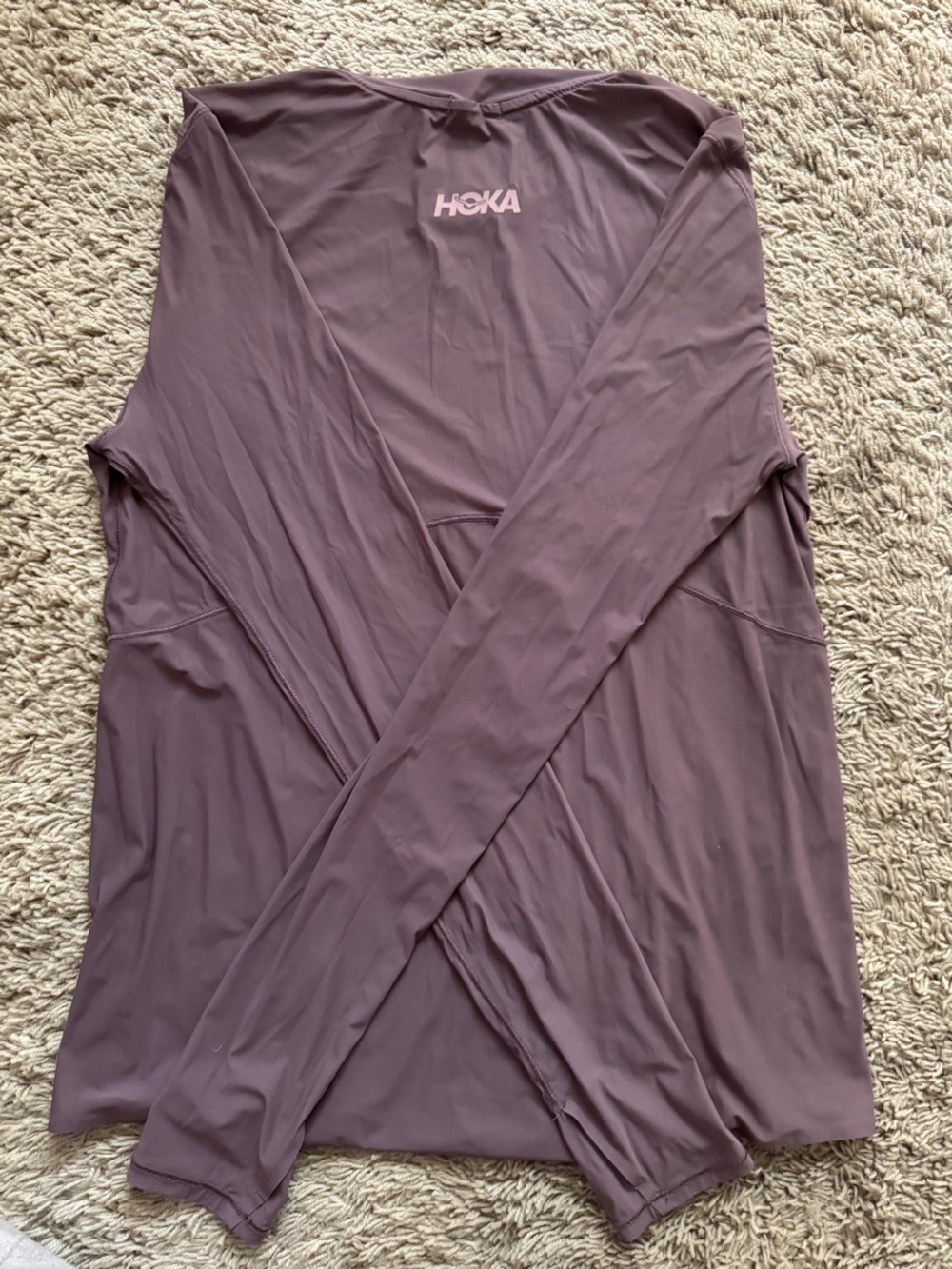 HOKA Women's Airolite Run Long Sleeve SMALL (stone brown) - Picture 3 of 7